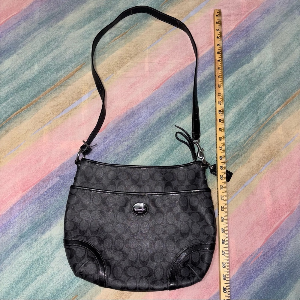 Coach Signature Crossbody F19823 Signature Shoulder Bag black gray - Picture 14 of 14